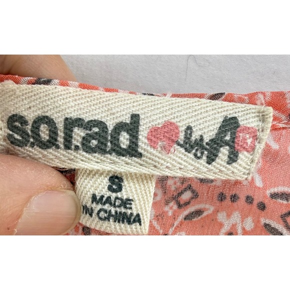 Sorad Cold Shoulder Bell Sleeve Peasant Blouse Coral Floral Print Size S - Picture 2 of 9